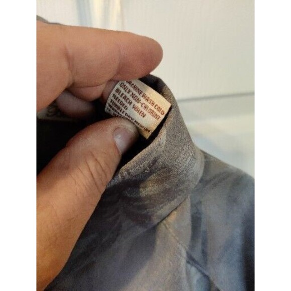 Paradise Blue Men's 2XL Short Sleeve Button Down Shirt Front Pocket Gray - Picture 5 of 6